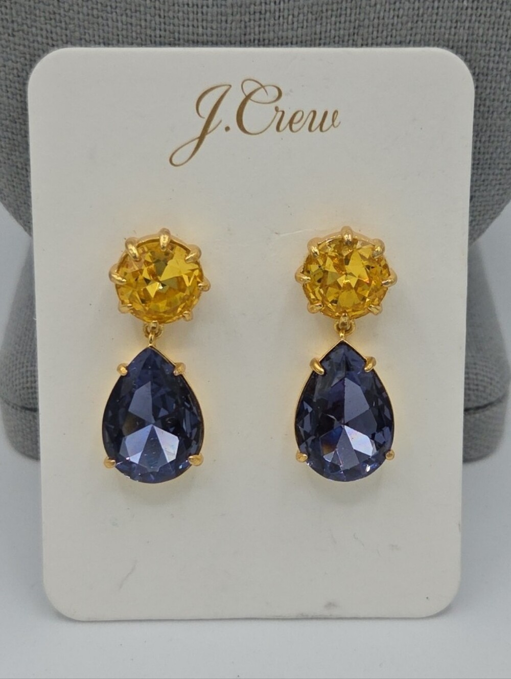 5 for $25! J. Crew Gold Tone Yellow and Purple Teardrop Earrings